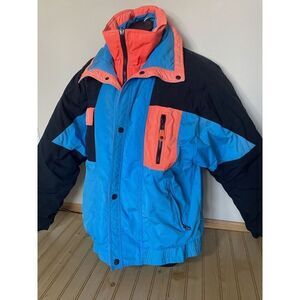 Vintage 90’s Jacket SKYR Mens Sz M Neon Pink & Blue Ski or Snowboard READ